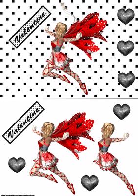 Valentine Fairy Quick Card Front with Hearts