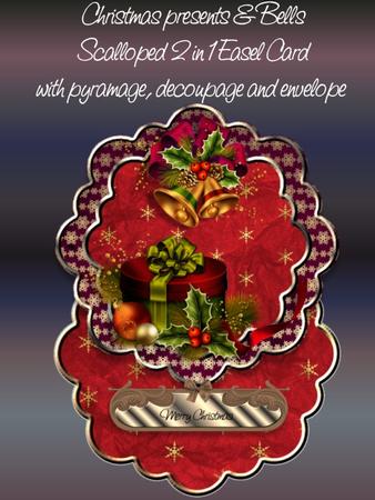 Christmas Present and Bells 2 in 1 Scalloped Easel Card Kit