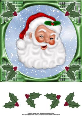 Santa and Holly 8 x 8 Topper