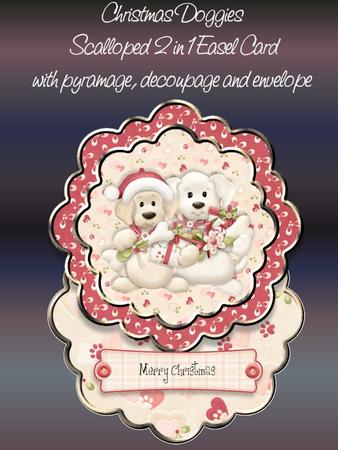 Christmas Doggies 2 in 1 Scalloped Easel Card Kit