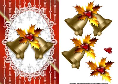 Golden Christmas Bells Card Front