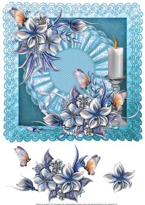 Wynter Flowers, Butterflies and Candle Card Topper