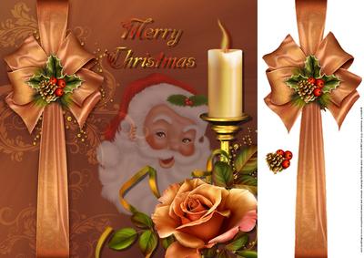 Santa, Candle, Rose and Holly 8x8 Topper