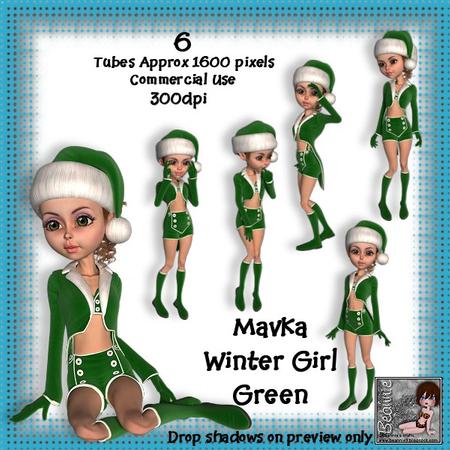 6 Mavka Winter Girl Green Poser Tubes