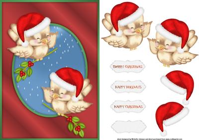 Christmas Birds and Mistletoe Card Front