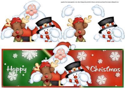 Santa and Friends Over the Top Large Card