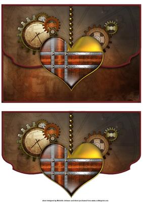 Time for Love Steampunk Fancy Edge Faux Envelope Card