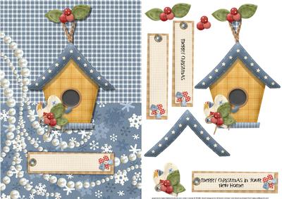 Merry Christmas New Home Card Front with Decoupage