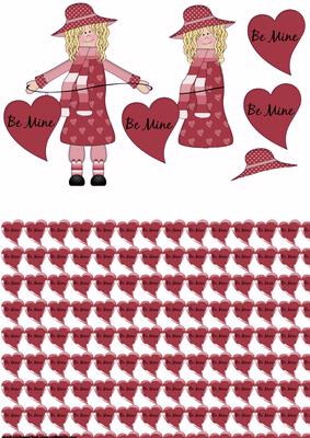 Be Mine Cute Girl Step by Step with Backing Paper
