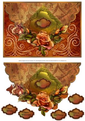 Autumn Roses (multi-use) Faux Envelope Card