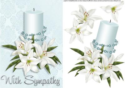White Lilies and Candle Sympathy Card Front