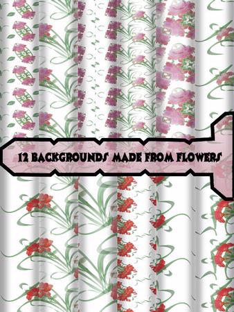 12 A4 Backgrounds Sheet Pink and Red Flowers