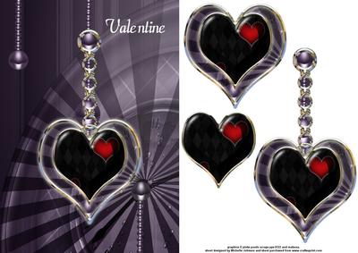 Heart on a Chain Card Front with Decoupage