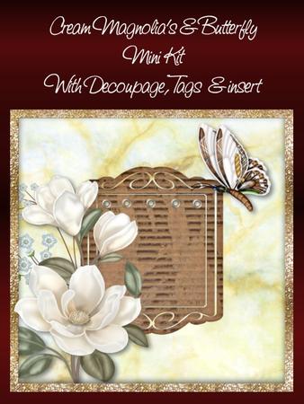 Cream Magnolias and Butterfly 8x8 Mini Kit