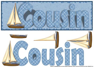 Cousin Ship Large Dl Card with Decoupage