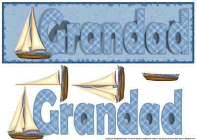 Grandad Ship Large Dl Card with Decoupage