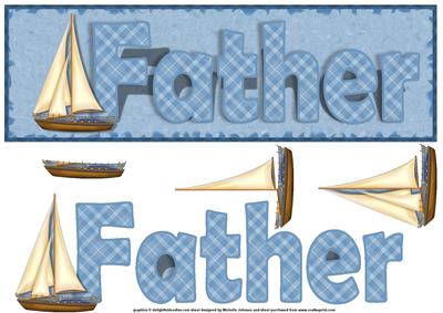 Father Ship Large Dl Card with Decoupage