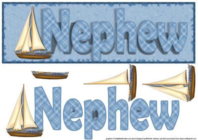 Nephew Ship Large Dl Card with Decoupage