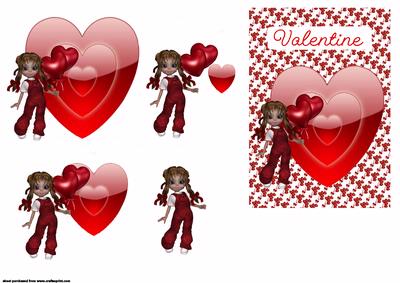 Cute Valentine Girl Card Front
