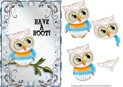 Have a Hoot Owl Card Front with Decoupage