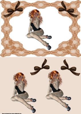 Beige Denim Jeans Girl Card Front 2