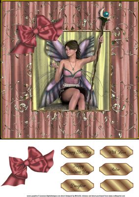 Pretty Fairy 8x8 Card Topper Blush