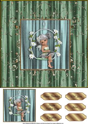 Kiki Garden Fairy 8x8 Card Topper Green