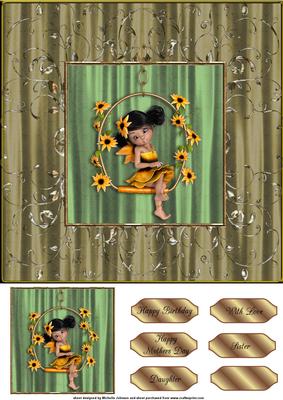 Kiki Garden Fairy 8x8 Card Topper Sunflower