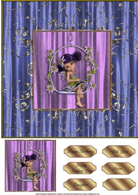Kiki Garden Fairy 8x8 Card Topper Blue