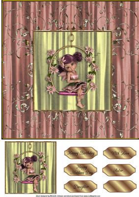 Kiki Garden Fairy 8x8 Card Topper Blush