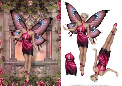 Pretty Butterfly Fairy Card Front with Decoupage