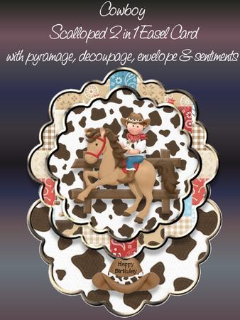 Cowboy 2 in 1 Scalloped Easel Card Kit