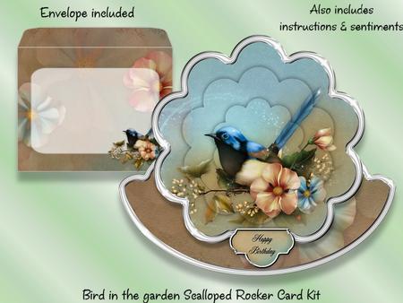 Bird in the Garden Scalloped Rocker Card with Pyramage & Env