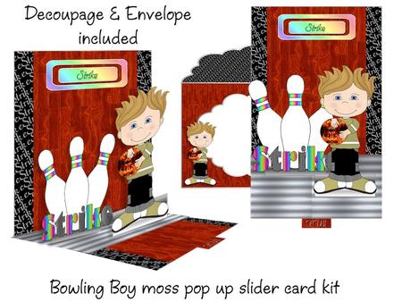 Bowling Boy Moss Pop-up Slider Card Kit with Envelope