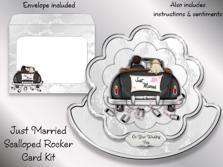 Just Married Scalloped Rocker Card Kit with Pyramage and Env