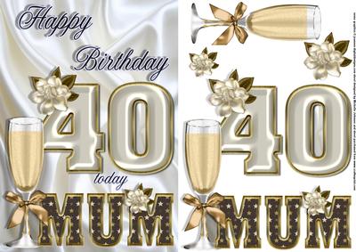 Champagne for Mum 40 Card Front with Decoupage
