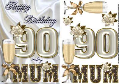 Champagne for Mum 90 Card Front with Decoupage