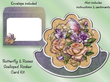 Butterfly and Roses Scalloped Rocker Card Kit
