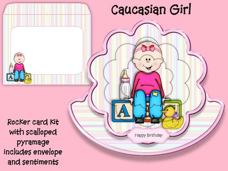 Caucasian Girl Scalloped Rocker Card Kit