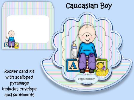 Caucasian Boy Scalloped Rocker Card Kit