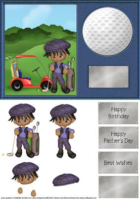 Out Golfing Card Front with Decoupage
