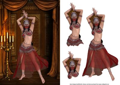Bellydancer in Red Card Front with Decoupage