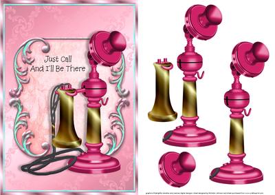 Just Call and I'll Be There Pink Vintage Telephone Card