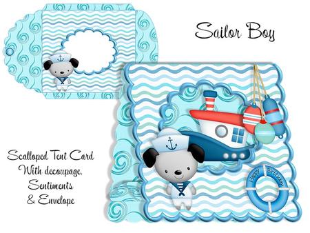 Sailor Boy Scalloped Tent Card Kit