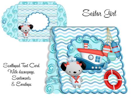 Sailor Girl Scalloped Tent Card Kit