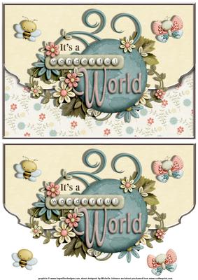 Wonderful World Bee and Butterfly Fancy Edge Envelope Card