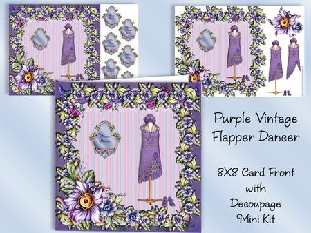 Purple Vintage Flapper Dancer Dress 8x8 Card Front Mini Kit