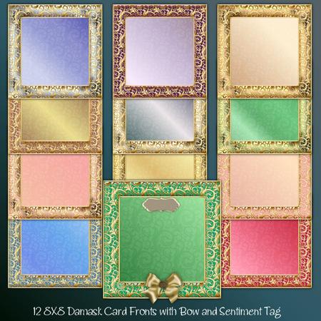 12 8x8 Damask and Filigree Card Fronts