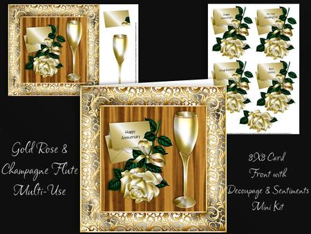 Gold Rose and Champagne Flute (multi-use) 8x8 Mini Kit