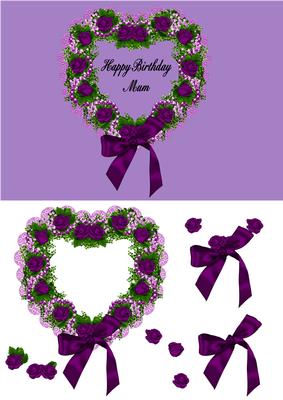 Hearts and Roses Birthday Card Front Mum